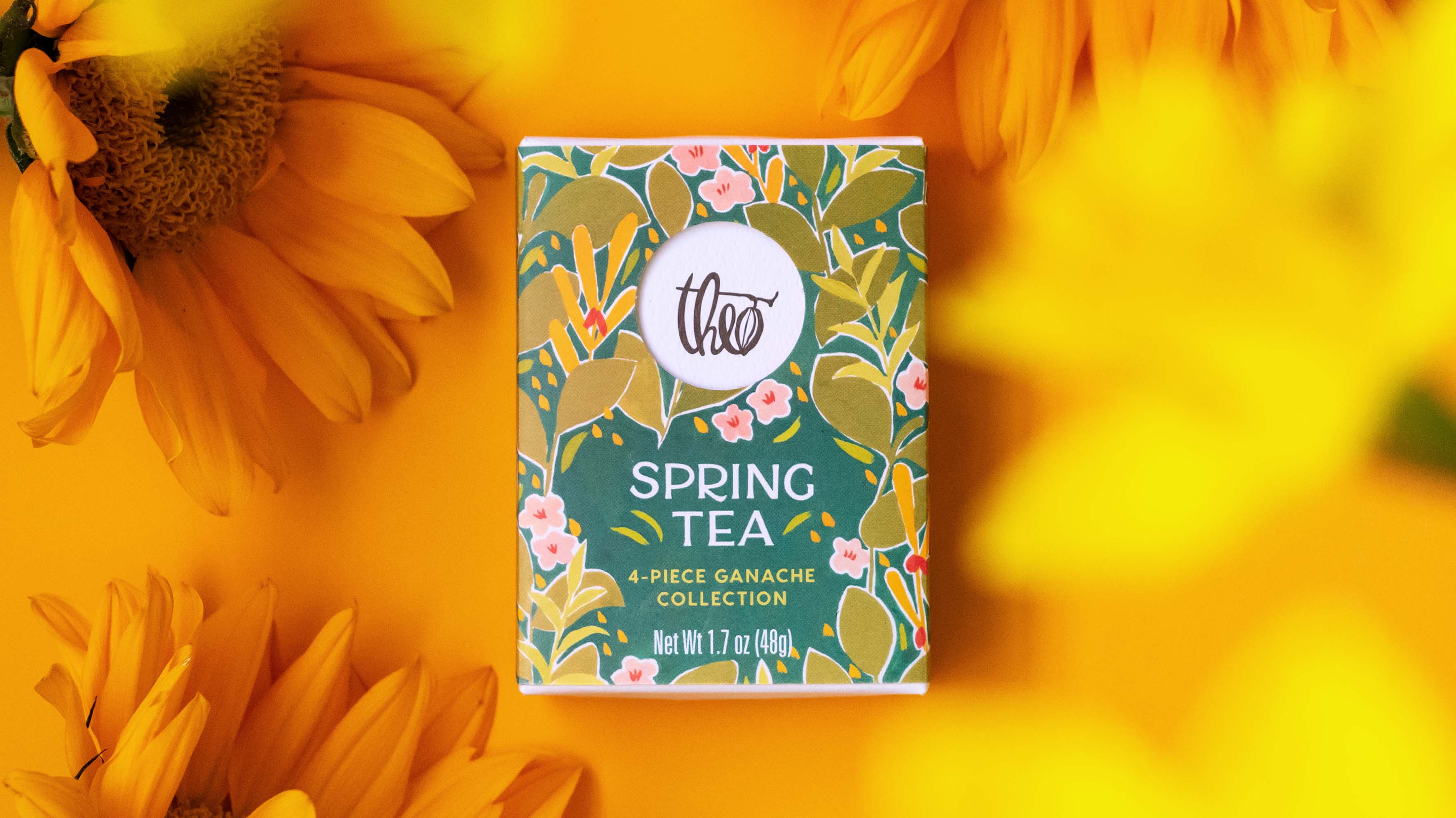 featured image:Theo Chocolate Spring Tea Confection Collection Packaging